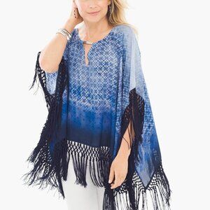Chico's Midsummer Night Poncho. One size. Blue.  EUC.